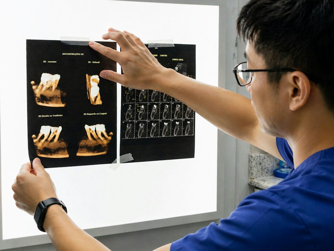 Dentist discussing dental implant treatment with a patient